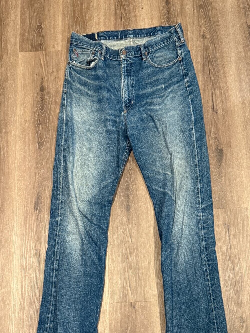 Ralph Lauren Men's 38x32 Distressed Faded Straight Leg Jeans